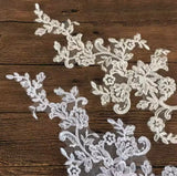 5 Pairs Ivory or White Floral Lace Applique Bridal Embroidered Wedding Motif Patch