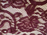 Craftuneed wine colour embroidered floral lace fabric sheet approx. 1 meter