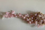 Craftuneed Handmade Pink Beaded Lace Necklace Faux Pearl Embroidered Floral Choker for Fairycore, Wedding or Costume Crafts