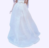 Handmade 1:6 Scale Doll Wedding Dress Miniature Bridal Gown with Hair Accessory Necklace