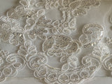 Ivory Sequins Lace Trim Bundle Embroidered Tulle Trimming For Bridal DIY (Total 10.8 Meters)