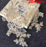 20 Pairs Embroidered Lace Appliques, Floral Tulle Lace Motifs Patch, Sewing Craft Supply
