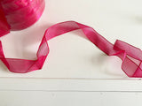 Craftuneed Bundle 500 Meters Sharp pink & wine mixed colour Organza Ribbon High quality 5 Rolls Trims for Craft Gift Wrapping Wedding Decor