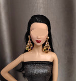 Set of 6 Pairs Doll Statement Earrings Handmade Miniature Rhinestone Jewellery 1:6 Scale