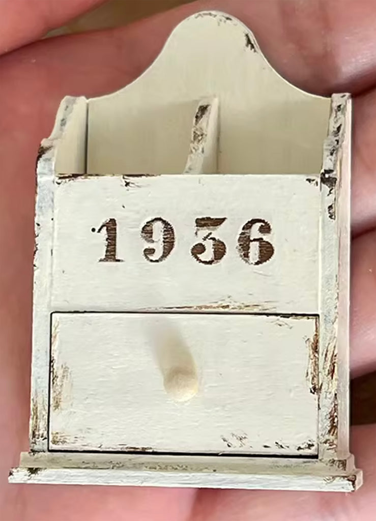 1:6 Scale Dollhouse Cutlery Holder Handmade Miniature Vintage Wooden Utensil Box Kitchen