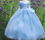 Handmade Sky Blue Doll Fairytale Ball Gown Miniature Dress & Petticoat 1/6 1/4 1/3 Scale