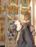 1:6 Scale Dollhouse Folding Screen Handmade Miniature Rococo Room Divider Display