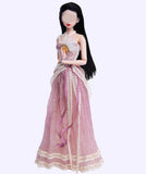 Handmade 1:6 Scale Doll Lace Dress with Necklace Miniature Victorian Style Gown Lilac