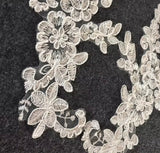 Ivory Floral Lace Applique 3 Pairs, Bridal Lace Motif Wedding Dress Embroidered Patch