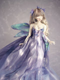 1:3 Scale Doll Butterfly Fairy Dress Handmade Blue Purple Gradient Glitter Gown Set