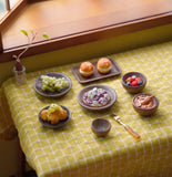 Craftuneed 1:6 Scale 8pcs Dollhouse Wooden Tableware Set Miniature Bowls, Plates and Trays Kitchen Dining Props for Fashion dolls