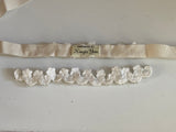 Handmade Rhinestone & Faux Pearl Motif Bridal Bracelet or DIY Applique Ivory Beaded Embellishment on Ribbon Craftuneed
