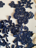 Bundle 5pcs lace applique navy purple cream embroidered floral lace motif patch