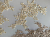 Champagne Cream Ivory lace applique Bundle 7pcs sew on embroidered floral motif patch