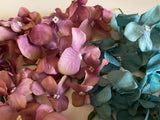 Craftuneed Bundle 34 bunches fabric floral petals sew on glue on hydrangeas flower petals green blue purple wine