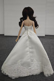 Handmade Doll Wedding Dress with Veil and Crown Miniature 1:6 Scale Bridal Gown