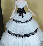 Handmade 1:6 Scale Doll Dress Miniature Tiered Tulle Gown For Fashion Dolls