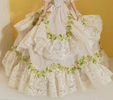 Handmade 1:6 Scale Doll Victorian Lace Dress Beaded Beige Ivory Historical Gown Outfit