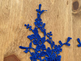 A Mirror Pair Royal Blue Floral Lace Appliques Embroidered Flower Lace Patches