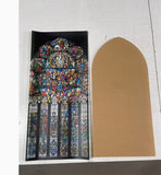 Craftuneed 1:6 Scale Miniature Gothic Cathedral Church Window Backdrop Dollhouse Stained Glass Effect Arch Display for BJD & Fashion Dolls
