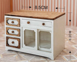 1:12 Scale Dollhouse Wooden Kitchen Furniture Miniature Dining Table, Chairs, Cabinets & Shelves Craftuneed Handmade Doll Kitchen Decor