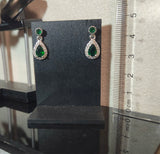 1:6 Scale Doll Necklace Earrings Crown Set Miniature Green Rhinestone Jewellery