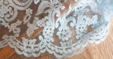 Craftuneed 1 Meter Luxury Sky Blue Floral Embroidered Lace Tulle Fabric with Scalloped Edges for Dressmaking & DIY Projects