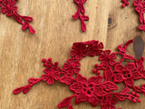 5pcs Wine Red Floral Lace Appliques Embroidered Flower Burgundy Lace Motifs Patches
