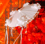 Miniature Japanese Style Oil Paper Parasol with Tassels Doll Umbrella Available for 1/6, 1/4, 1/3 Scale Dollhouse Accessory Handmade