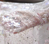 Pink Iridescent Sequin Lace Fabric by Meter – Sparkly Embroidered Mesh Tulle for Dressmaking