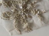 Craftuneed Bundle 7pcs luxury embroidered beaded lace applique dark ivory floral sequins tulle lace motif patch