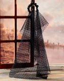 Black Gothic Doll Evening Dress Miniature Victorian Gown with Veil 1/6 1/4 1/3 Scale