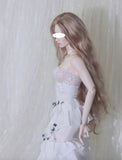 Craftuneed 1:6 Scale Doll Floral Petal Dress with Necklace and Sleeves Miniature Fashion Doll Gown Outfit Handmade