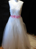 Handmade Baby Pink Bridal Beaded Sash Belt – Chiffon Flower Wedding Dress Belt