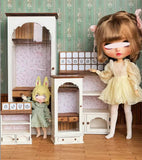 Craftuneed 1:6 scale Vintage Style Dollhouse Wardrobe Closet and Display Cabinet Miniature Doll Furniture Handmade