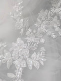 Ivory Sequin Bridal Lace Applique Pair Large Embroidered Floral Lace Motif Patch