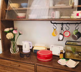 Handmade 1:6 Scale Dollhouse Sideboard Cabinet Miniature Kitchen Storage Hutch with Hooks