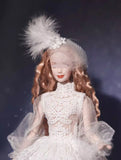 Handmade Doll Lace Dress & Fascinator Set Miniature Custom For 1/6 1/4 1/3 Scale