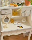 1:6 Scale Dollhouse Vintage Vanity Table with Chair Handmade Miniature Dressing Table