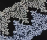 Ivory or White Floral Lace Trim Embroidered Border Edging, Bridal Sewing DIY (10 Yards)