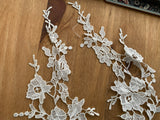 5pcs Floral Embroidered Lace Applique Bundle Ivory White Lace Motif Patches