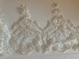 Bundle 7.2 Meters Ivory sequins lace trim with silver cord Bridal embroidered tulle trimming