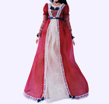 Handmade 1:6 Scale Vintage Romantic Doll Dress Renaissance-Inspired Court Gown with Jewellery