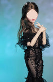 Handmade Black Mermaid Doll Evening Dress with Sleeves For 1/6 1/4 1/3 Scale