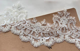 10 Yards Ivory Beaded Sequin Lace Trim - Embroidered Floral Tulle Lace for Bridal Sewing DIY Craft