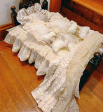Handmade Dollhouse Bedding Set Miniature French Style Blanket Pillow 1/6 1/4 1/3 Scale