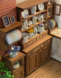 1:6 Scale Vintage Style Wooden Kitchen Sideboard Cabinet with Drawers Miniature Dollhouse Plates Organiser & Shelves Furniture Handmade