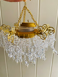 Handmade Miniature Faux Crystal Chandelier Light 1:6 Scale Dollhouse Hanging Ceiling Lamp