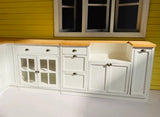 1:6 Scale Dollhouse Miniature Wooden Kitchen Sink Cabinet Bar Table Chairs Furniture