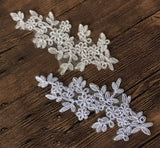 5 Pairs Bridal Lace Applique Ivory or White Floral Embroidery Motif Patch For DIY